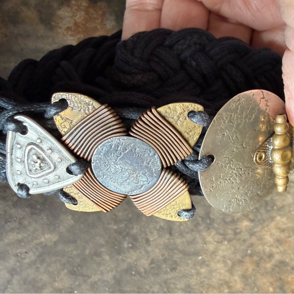 Marjorie Baer, San Francisco, artisan belt, vintage, black webbing, mixed metals - Picture 11 of 15